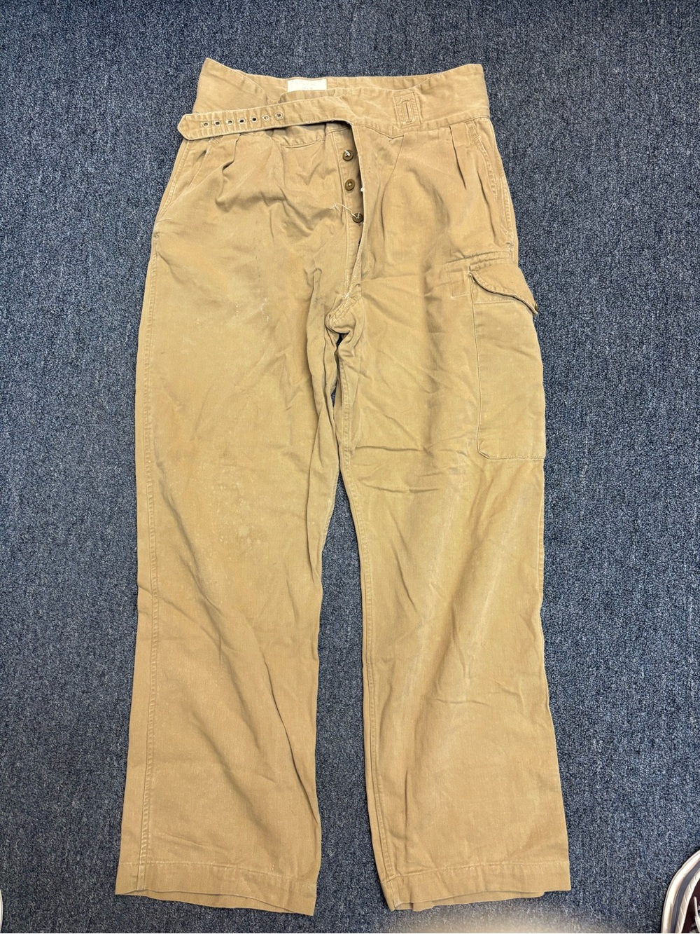vintage 1953 British military label Ptrn Khaki Drill Trousers Korean War Era Sz8